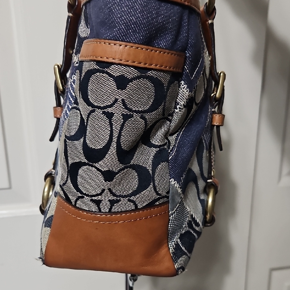 Coach EUC Denim Patchwork Tote - image 8